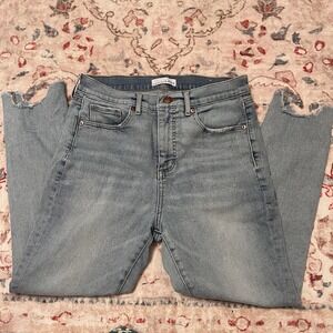 Loft Light Wash High Waist‎ Skinny Ripped Jeans Womens Petite 10/30 Denim Slim